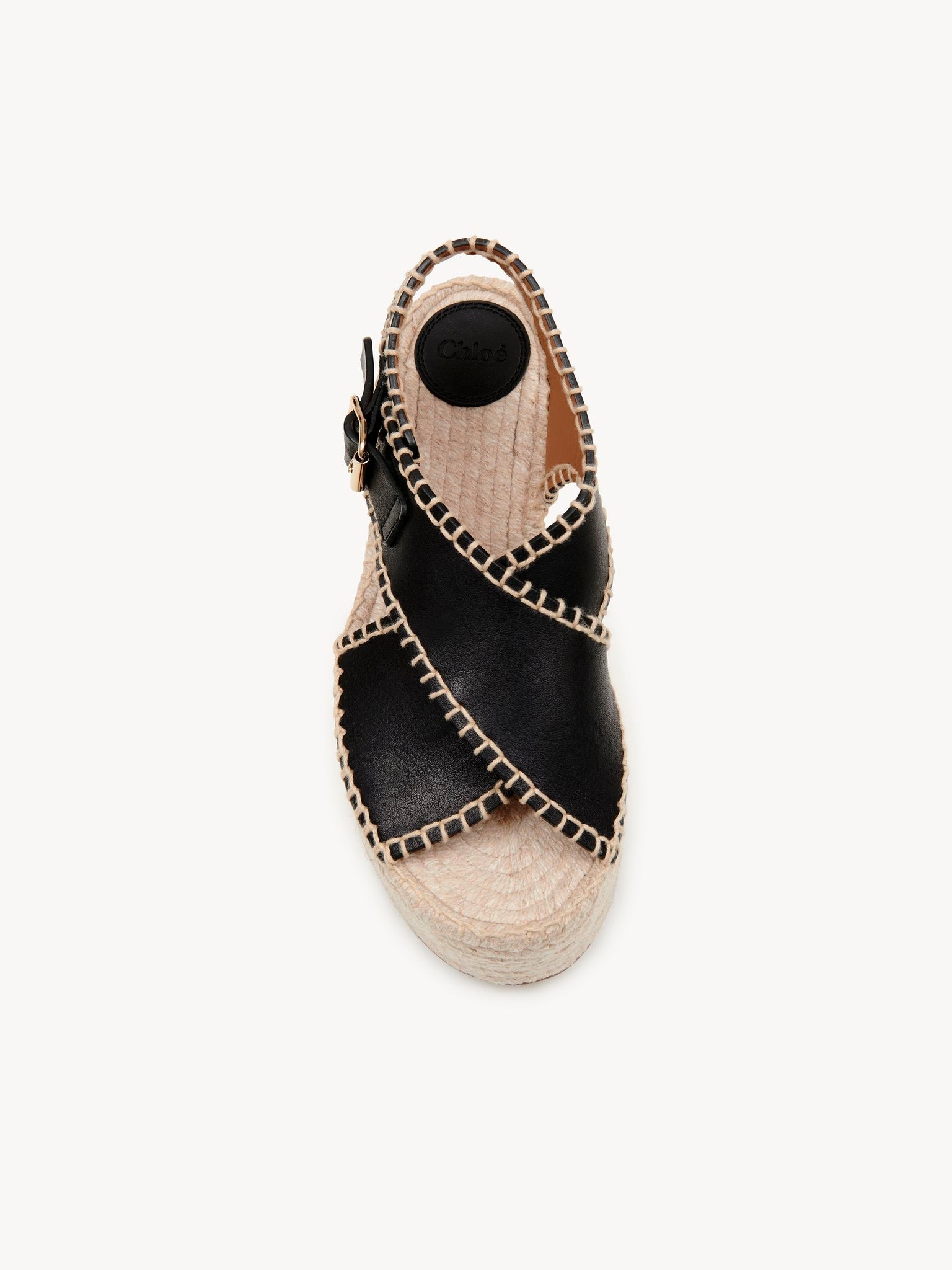 Espadrilles compensées Lucinda en cuir - Black