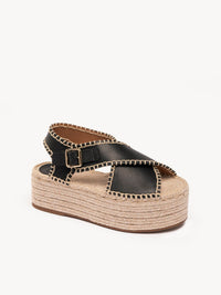 Espadrilles compensées Lucinda en cuir - Black