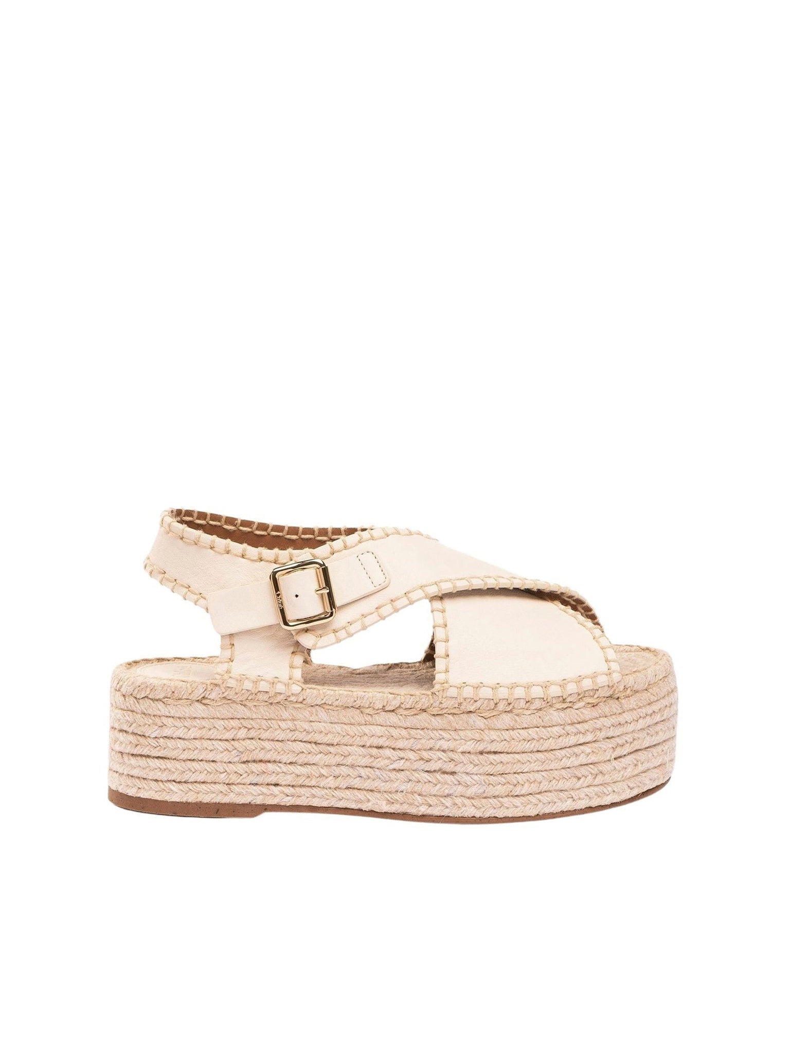 Espadrilles compensées Lucinda en cuir - Eggshell