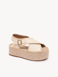 Espadrilles compensées Lucinda en cuir - Eggshell