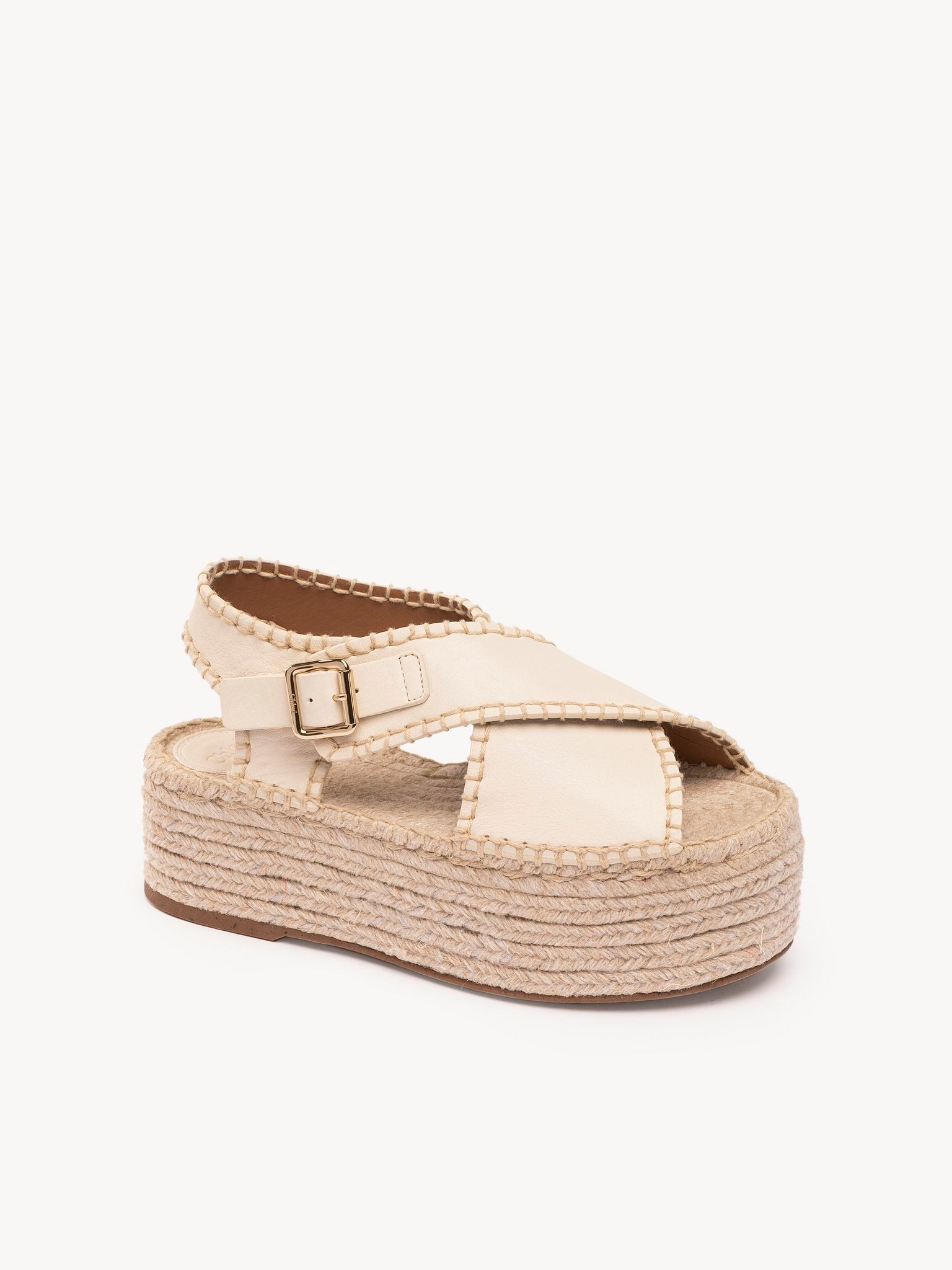 Espadrilles compensées Lucinda en cuir - Eggshell