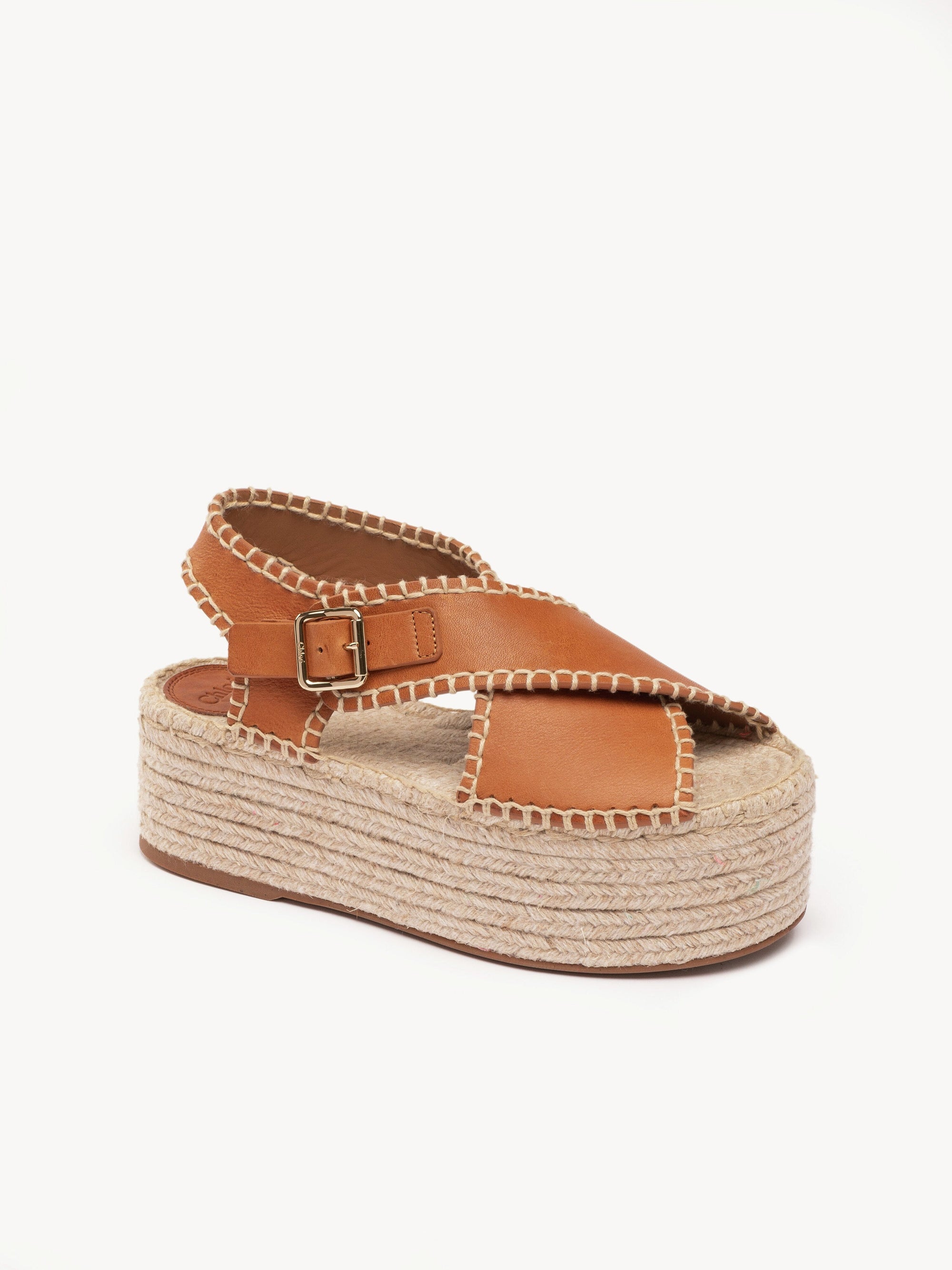 Espadrilles compensées Lucinda en cuir - Luminous Ochre