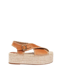 Espadrilles compensées Lucinda en cuir - Luminous Ochre