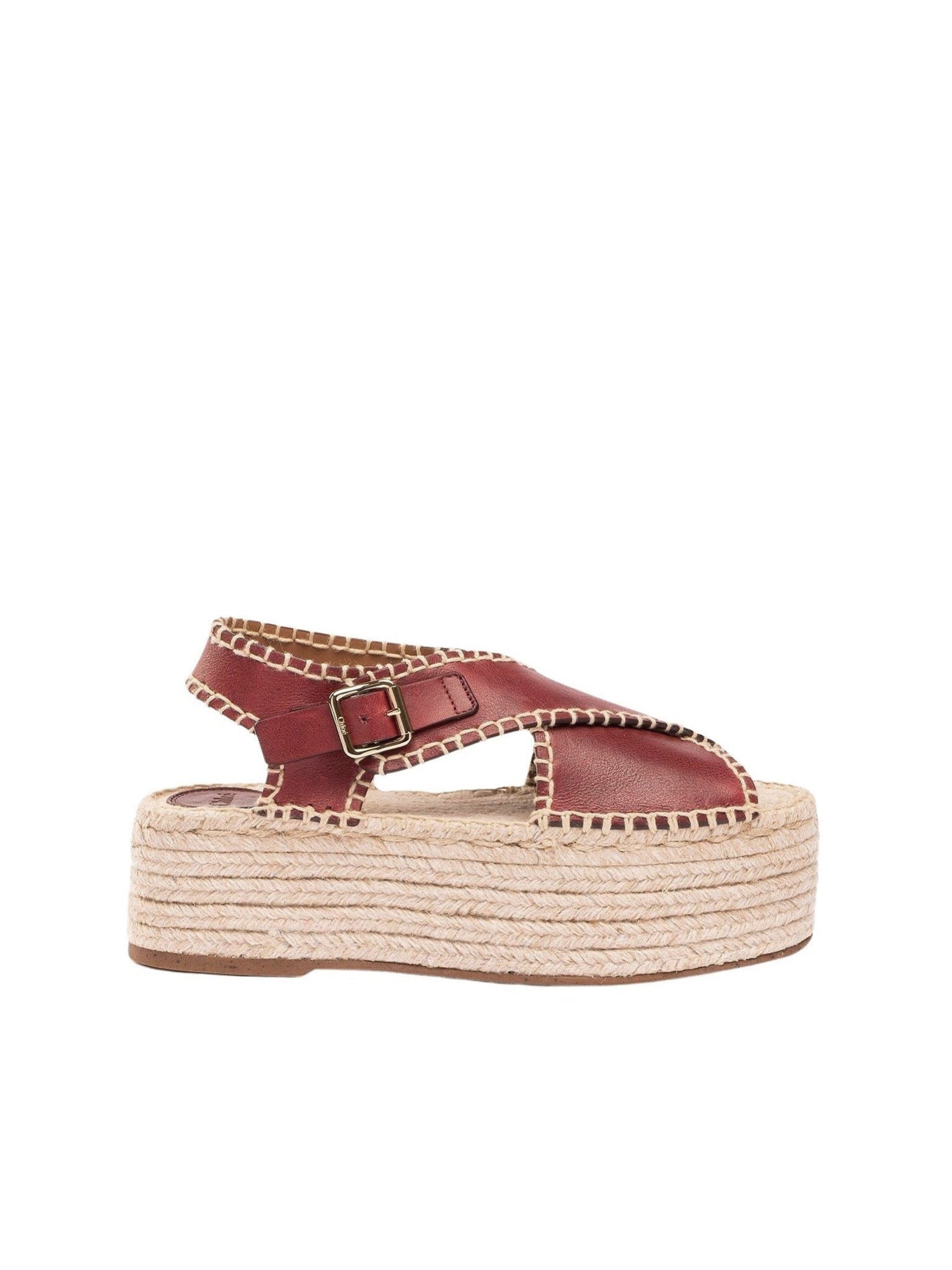 Espadrilles compensées Lucinda en cuir - Rusted Red