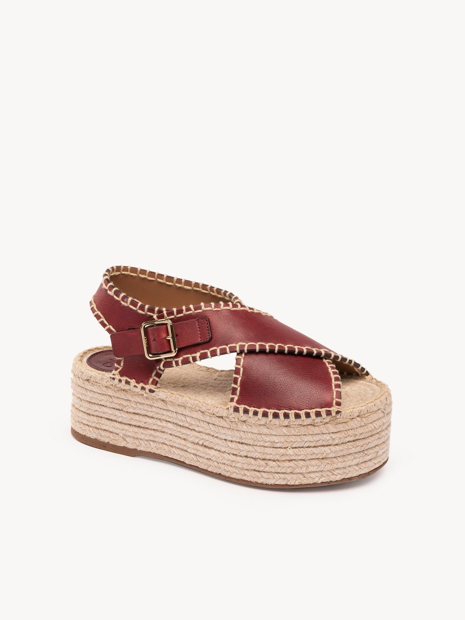 Espadrilles compensées Lucinda en cuir - Rusted Red