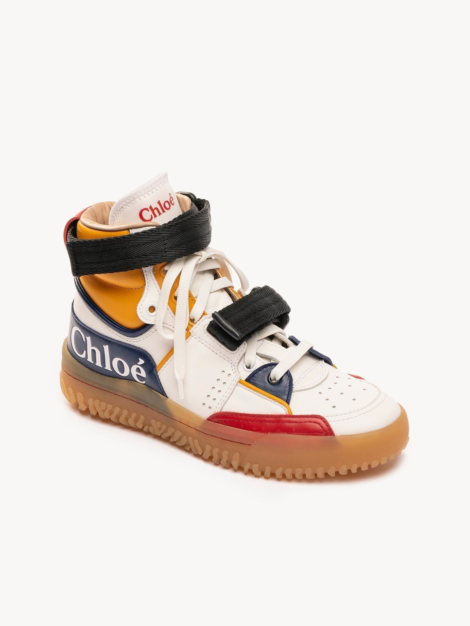 Sneakers Franckie en cuir - White & Orange