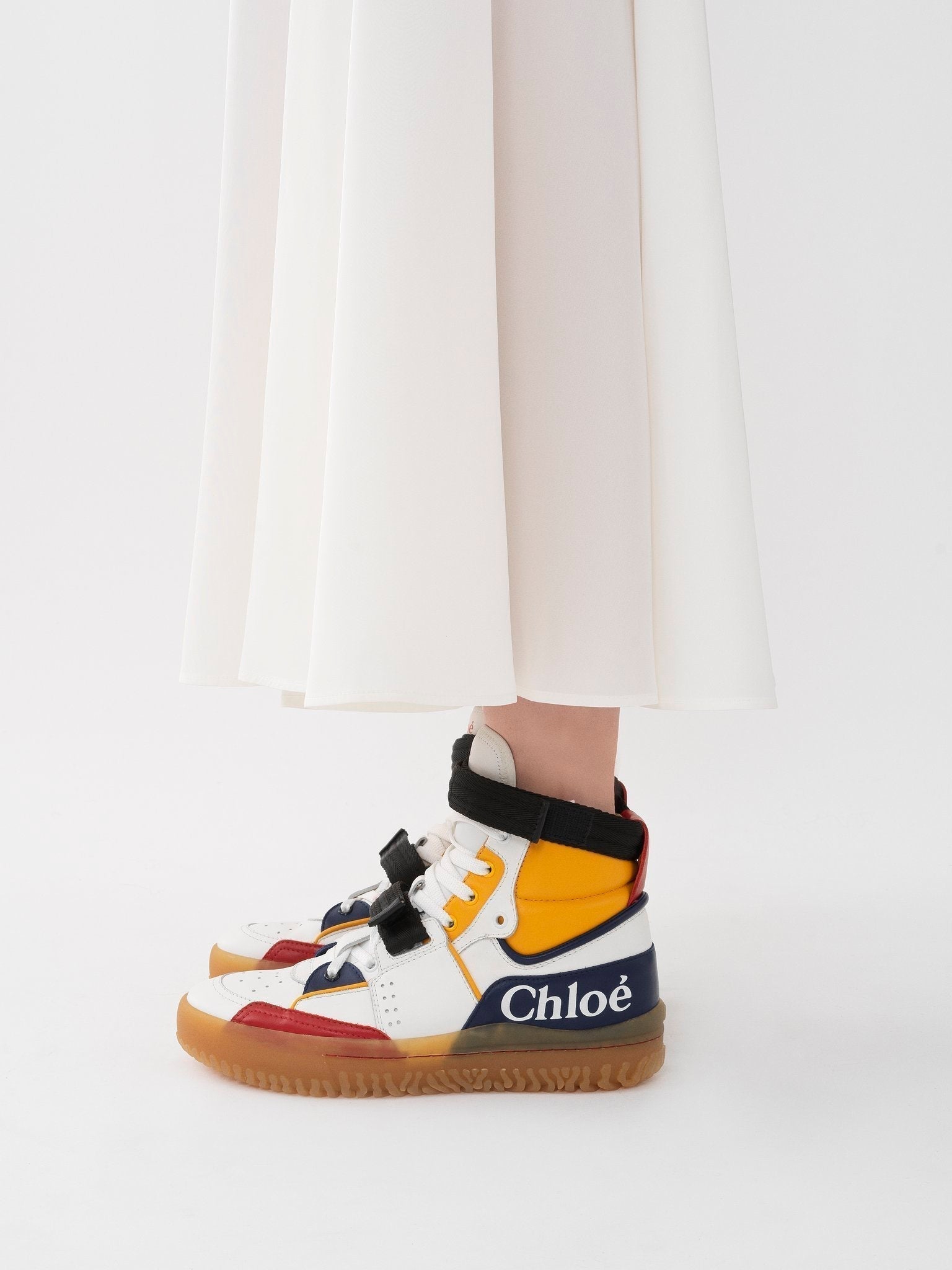 Sneakers Franckie en cuir - White & Orange