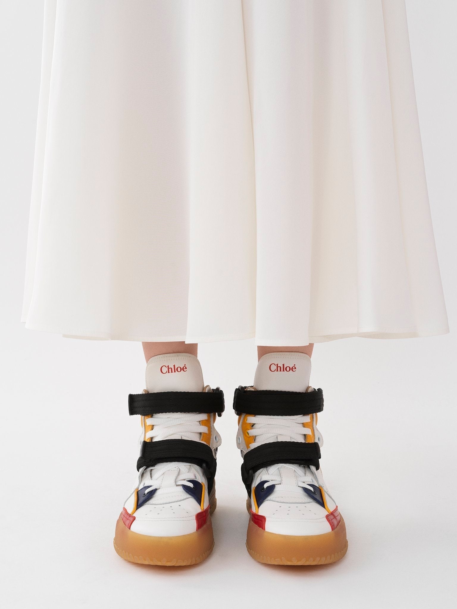 Sneakers Franckie en cuir - White & Orange
