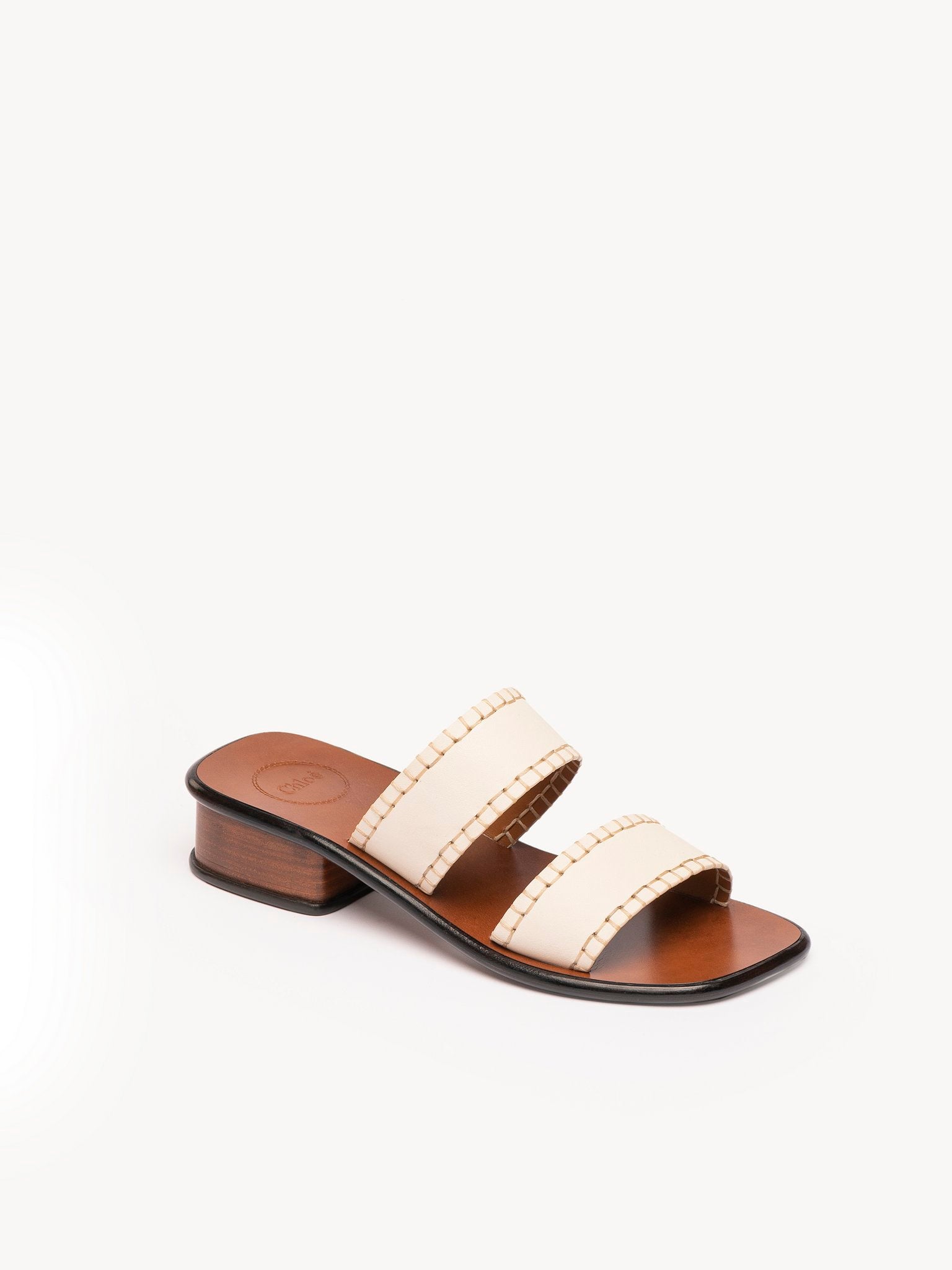 Mules Laia à double brides en cuir - Eggshell