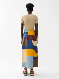 Jupe longue lacée en cuir - Multicolor