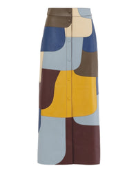 Jupe longue lacée en cuir - Multicolor