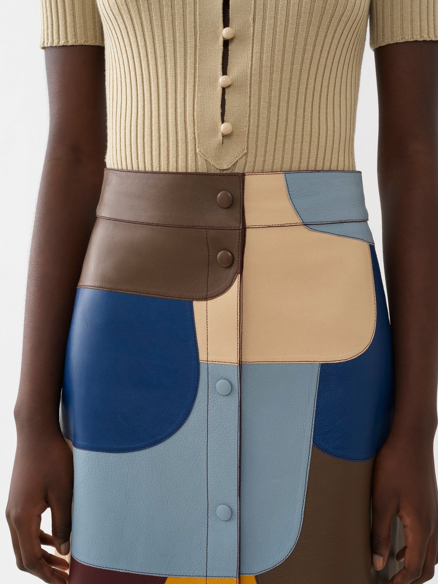 Jupe longue lacée en cuir - Multicolor