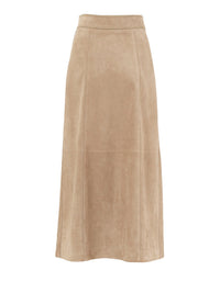 Jupe boutonnée en cuir - Sandy Khaki