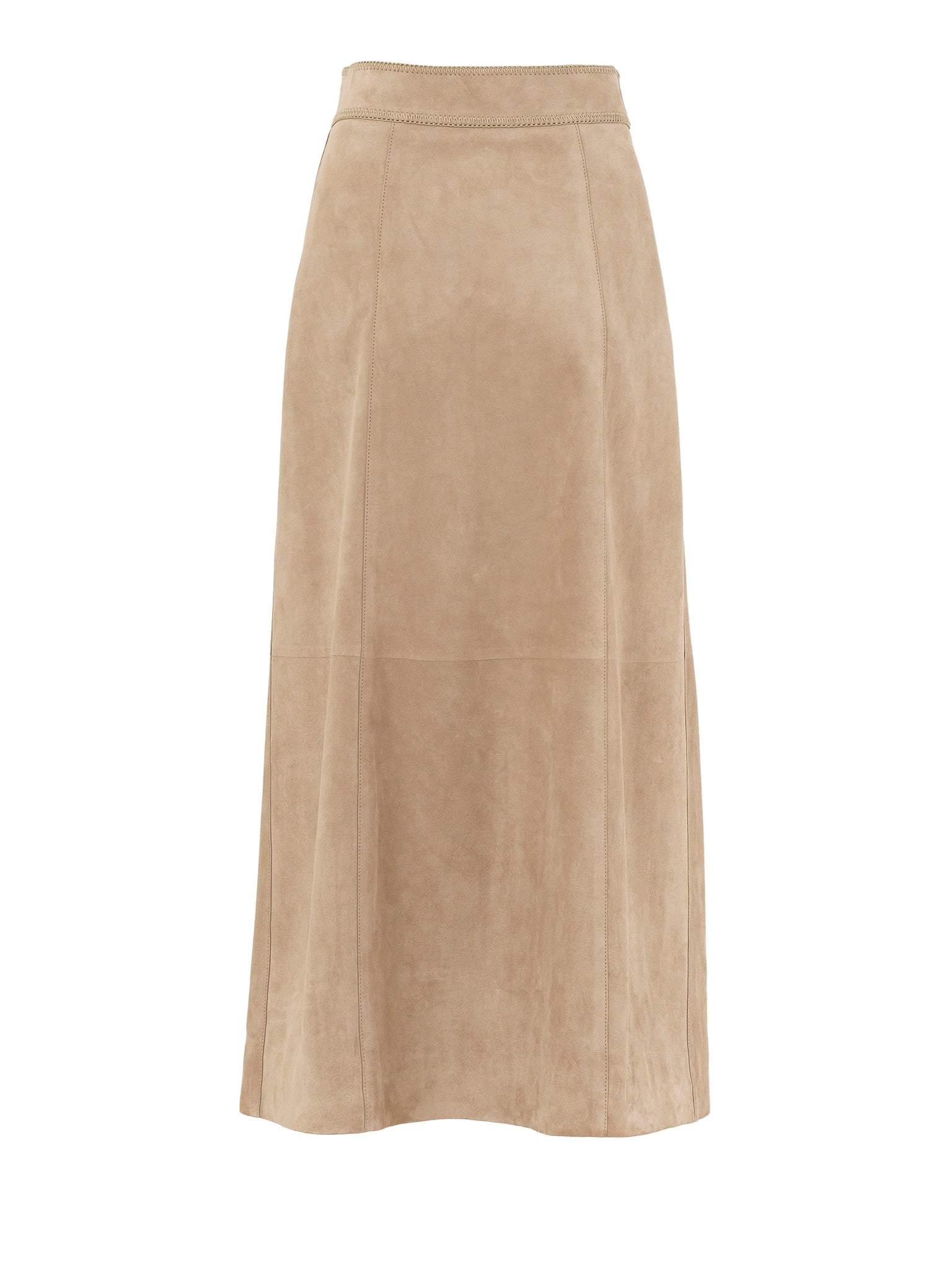 Jupe boutonnée en cuir - Sandy Khaki
