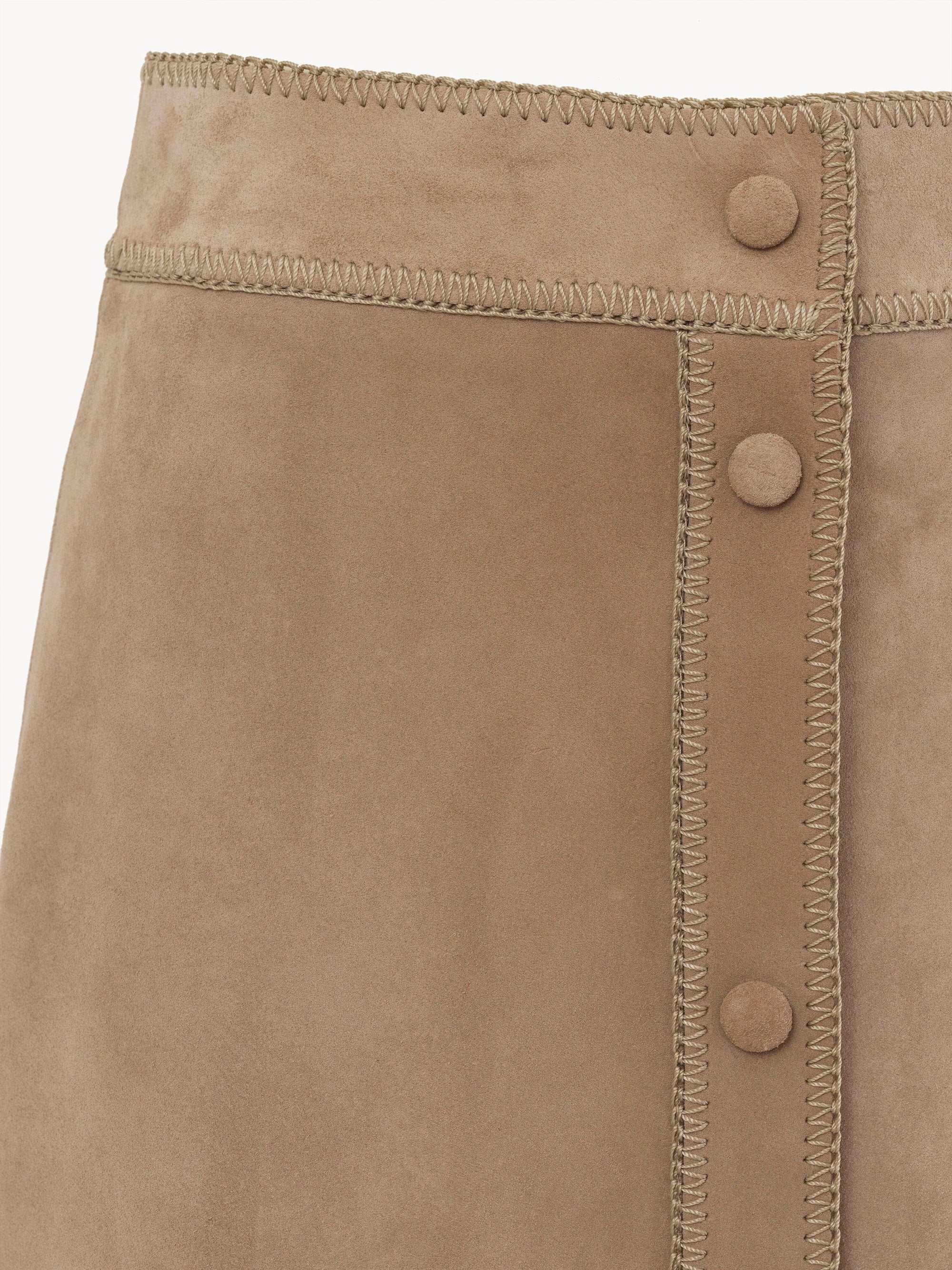 Jupe boutonnée en cuir - Sandy Khaki