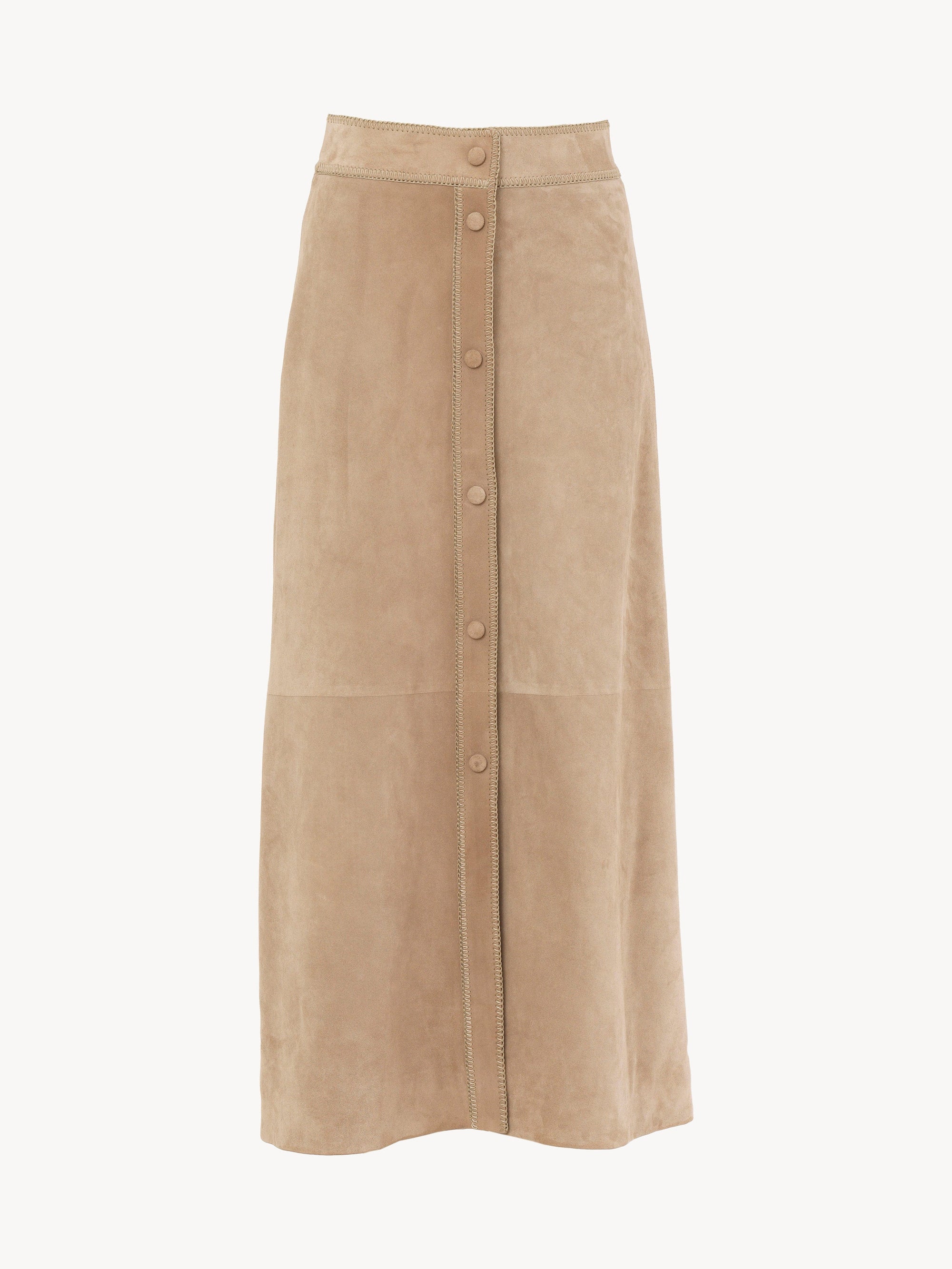 Jupe boutonnée en cuir - Sandy Khaki
