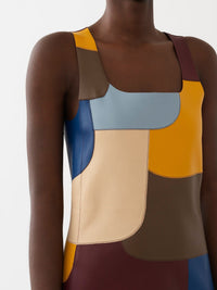 Robe longue évasée en cuir - Multicolor