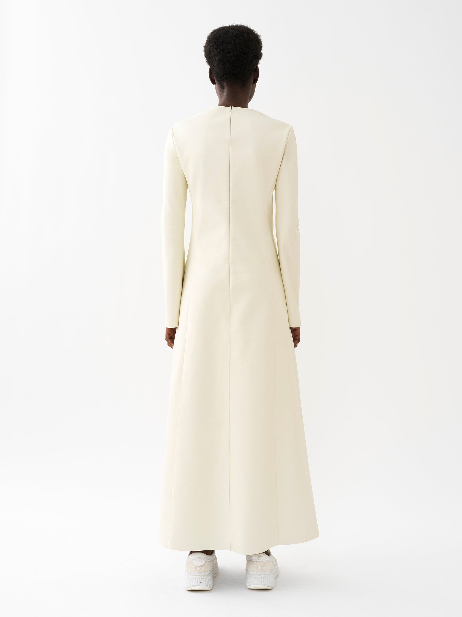 Robe longue Lacée en cuir - Confident White