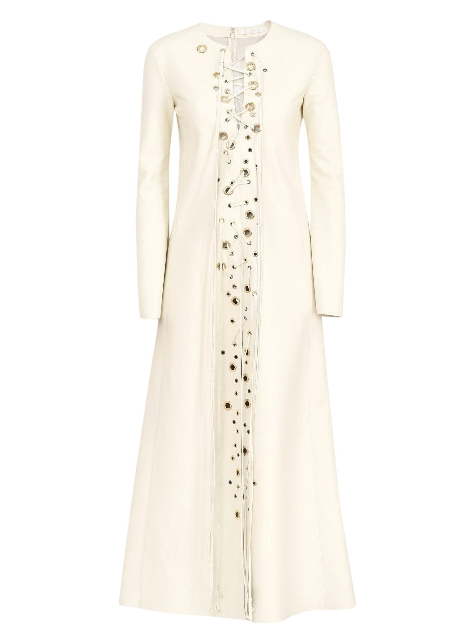 Robe longue Lacée en cuir - Confident White