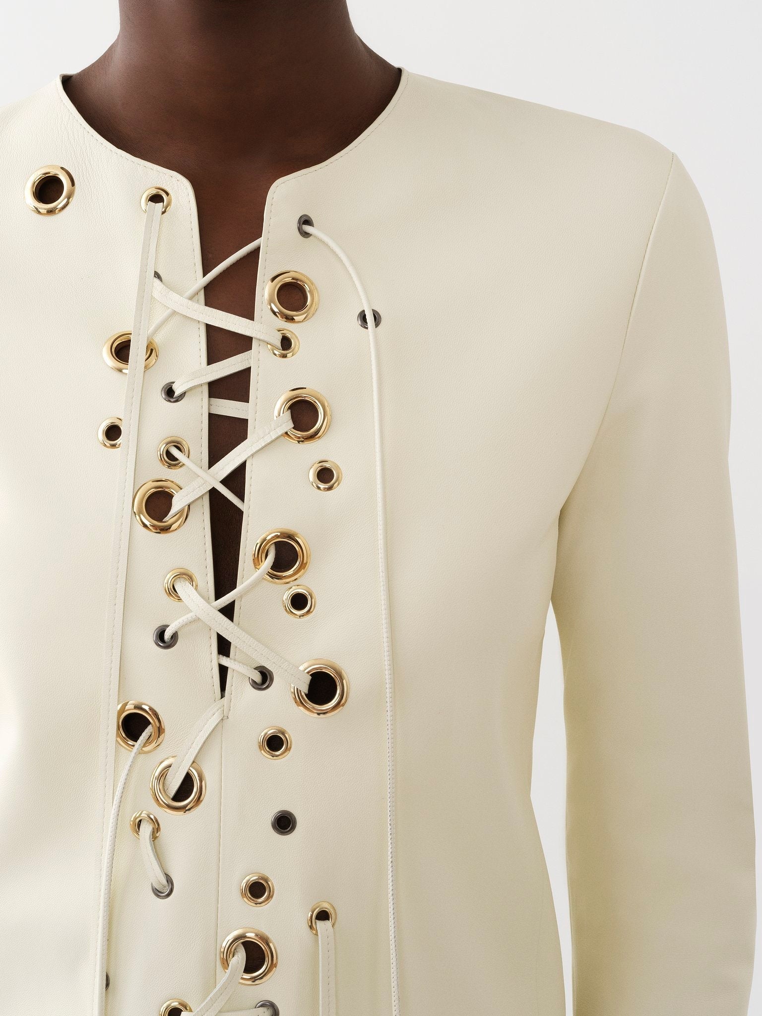 Robe longue Lacée en cuir - Confident White