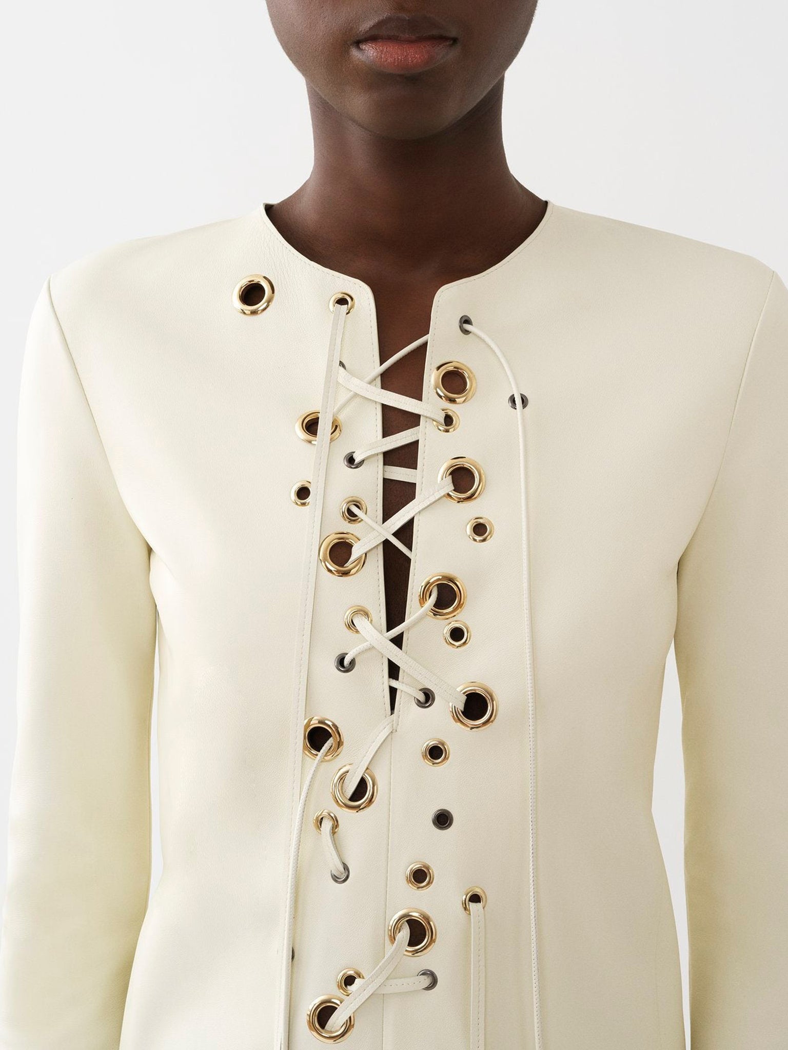 Robe longue Lacée en cuir - Confident White
