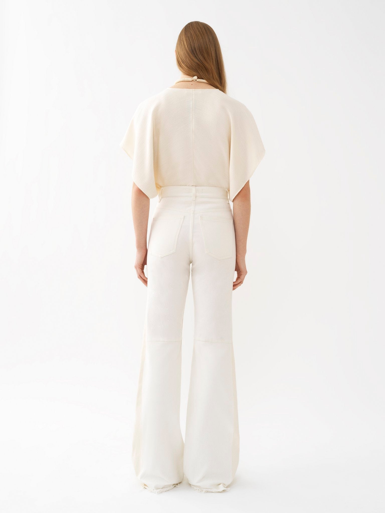 Pantalon coupe évasé - White & Beige