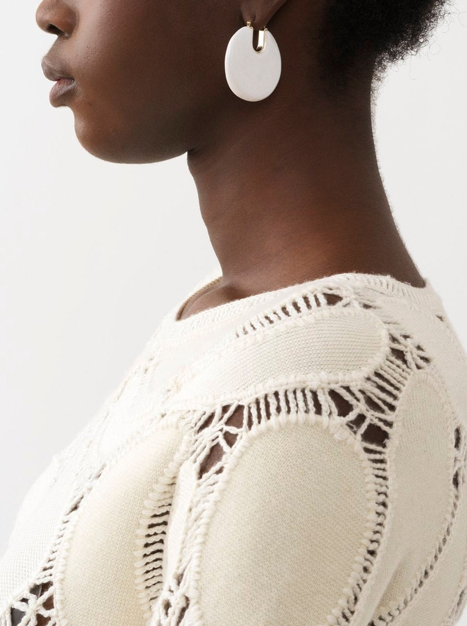 Boucles d'oreilles Jemma avec pierre semi-préçieuse - White
