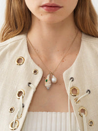 Collier Lyv perle de culture et coquillage en laiton - Gold