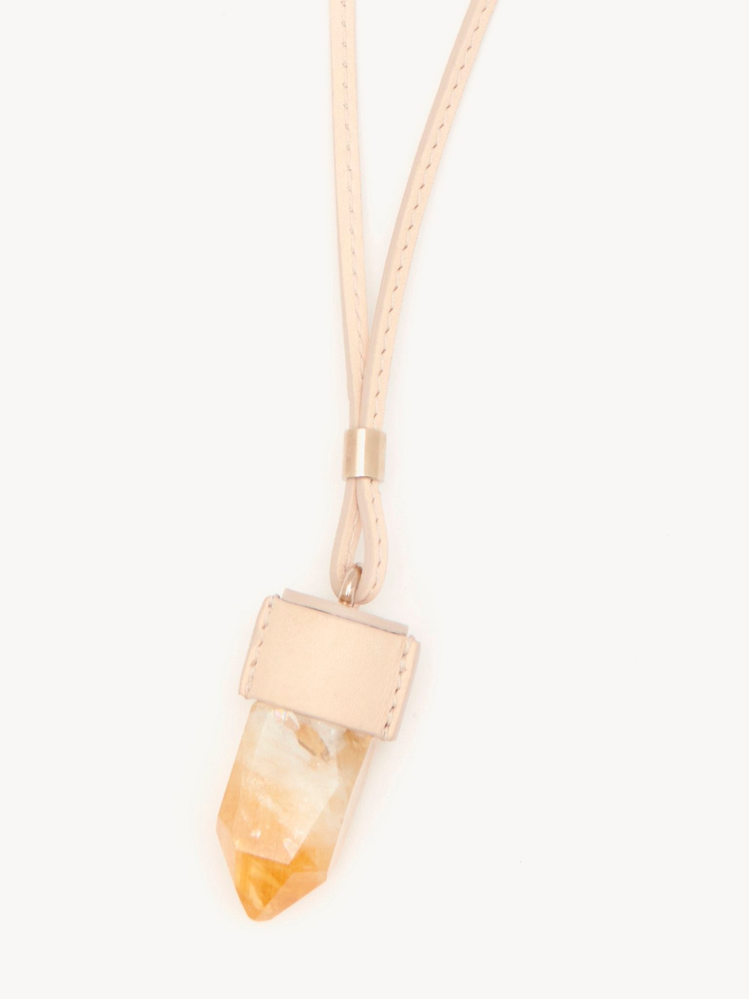 Collier moyen Jemma en cuir et pierre semi préçieuse - Beige & Yellow
