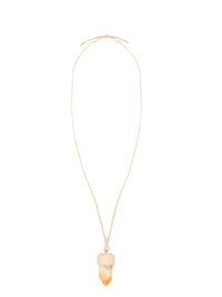 Collier moyen Jemma en cuir et pierre semi préçieuse - Beige & Yellow