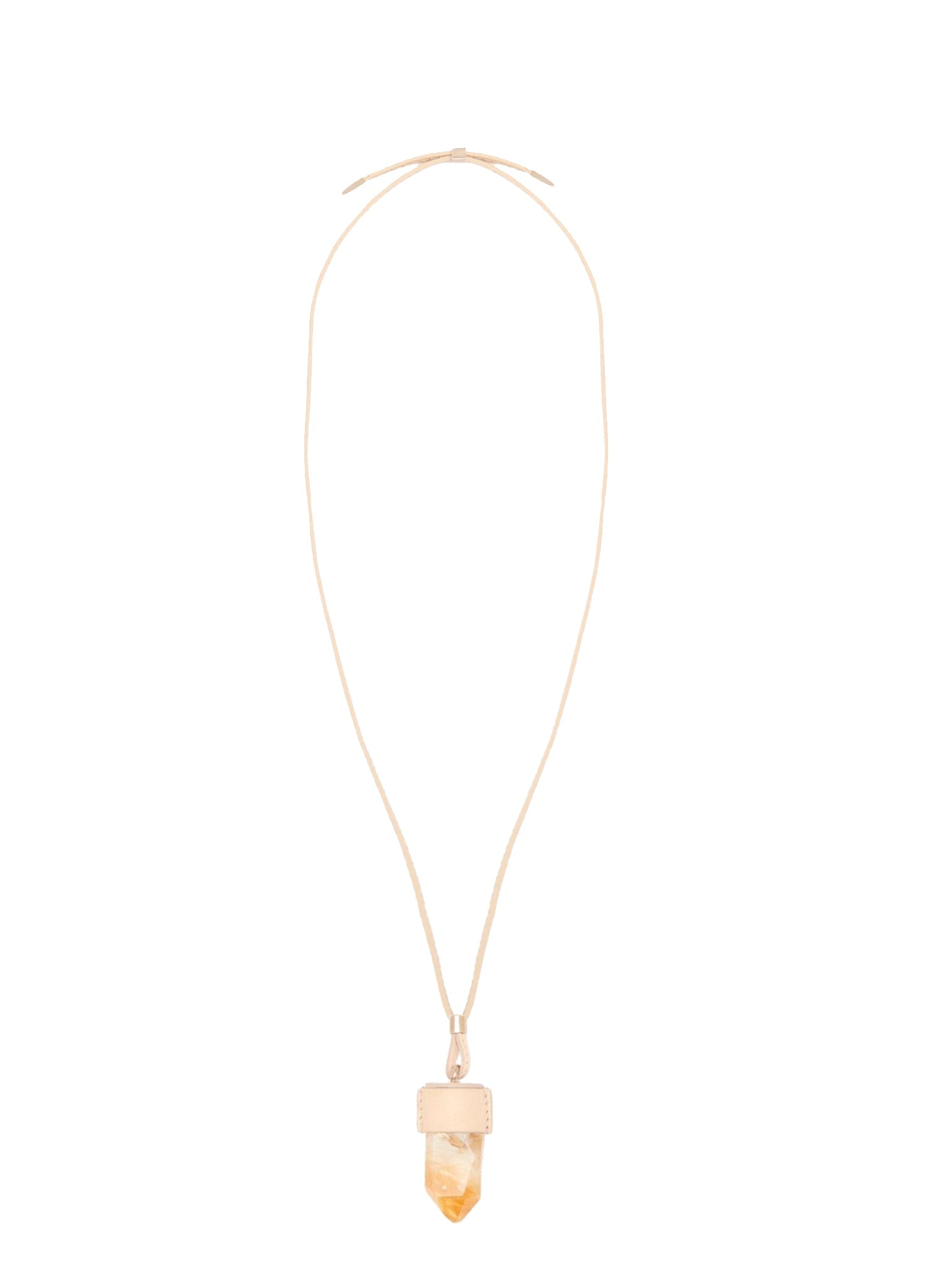 Collier moyen Jemma en cuir et pierre semi préçieuse - Beige & Yellow