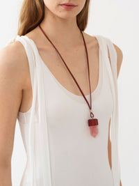 Collier Moyen Jemma en cuir et pierre semi préçieuse - Purple & Pink