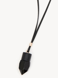 Collier moyen Jemma en cuir et pierre semi préçieuse - Black & Black