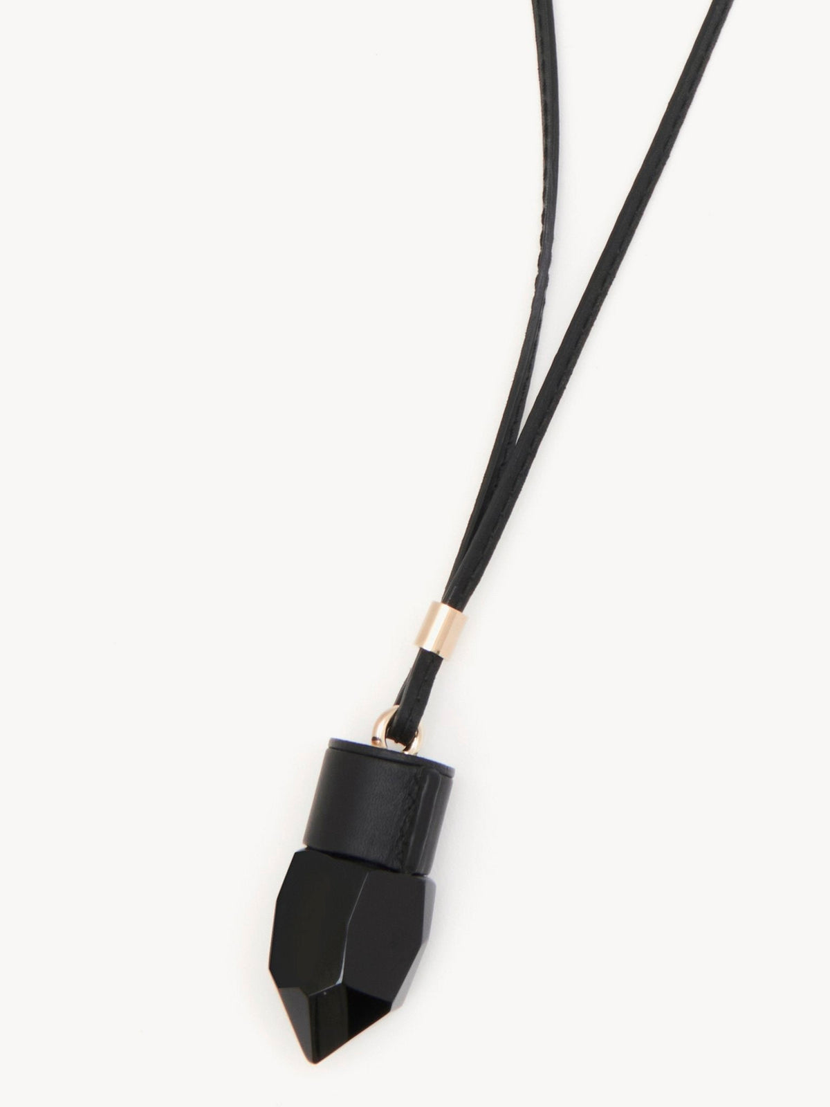 Collier moyen Jemma en cuir et pierre semi préçieuse - Black & Black