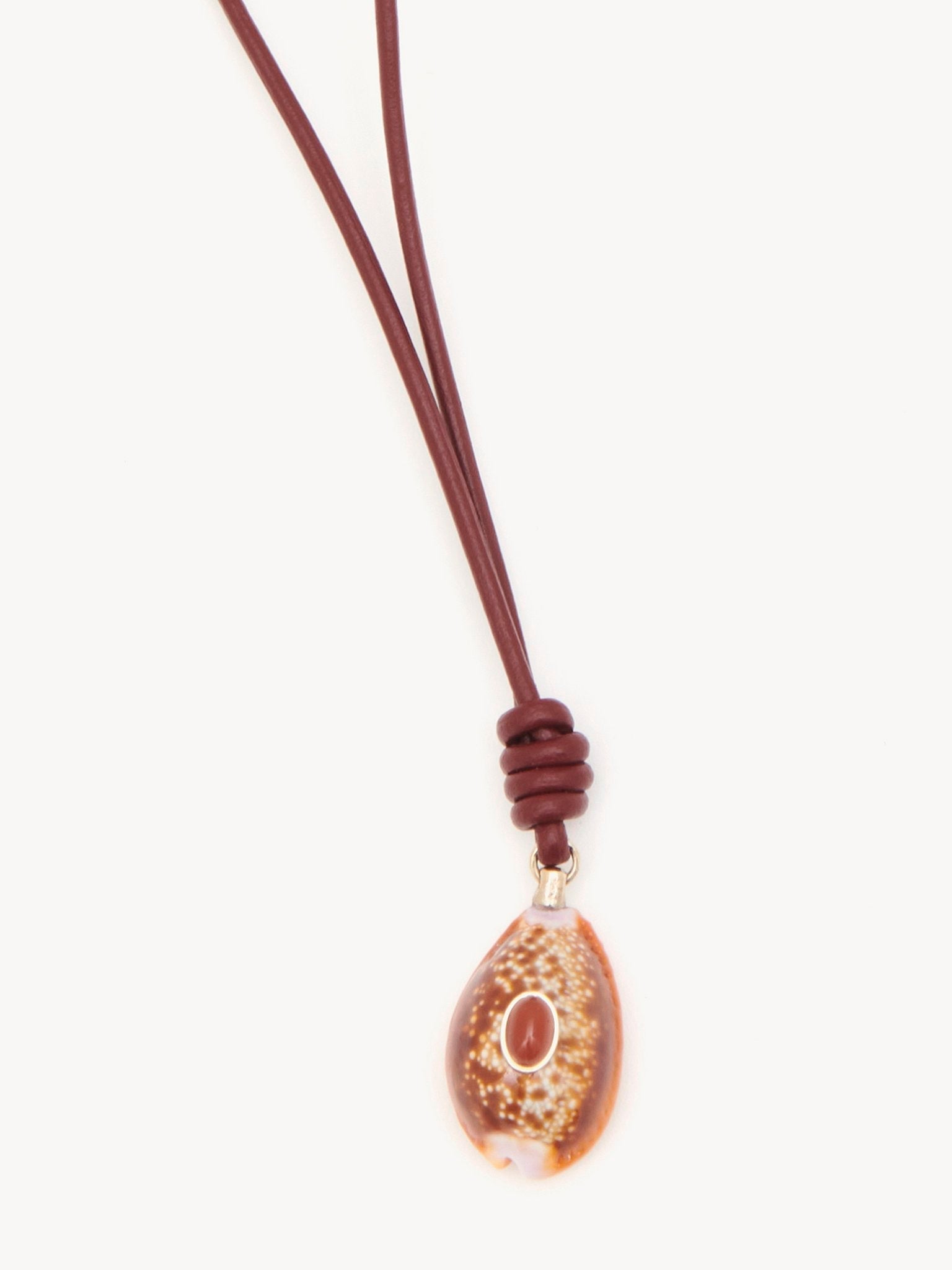 Collier Lyv coquillage Cypraea Helvola en laiton - Burgundy