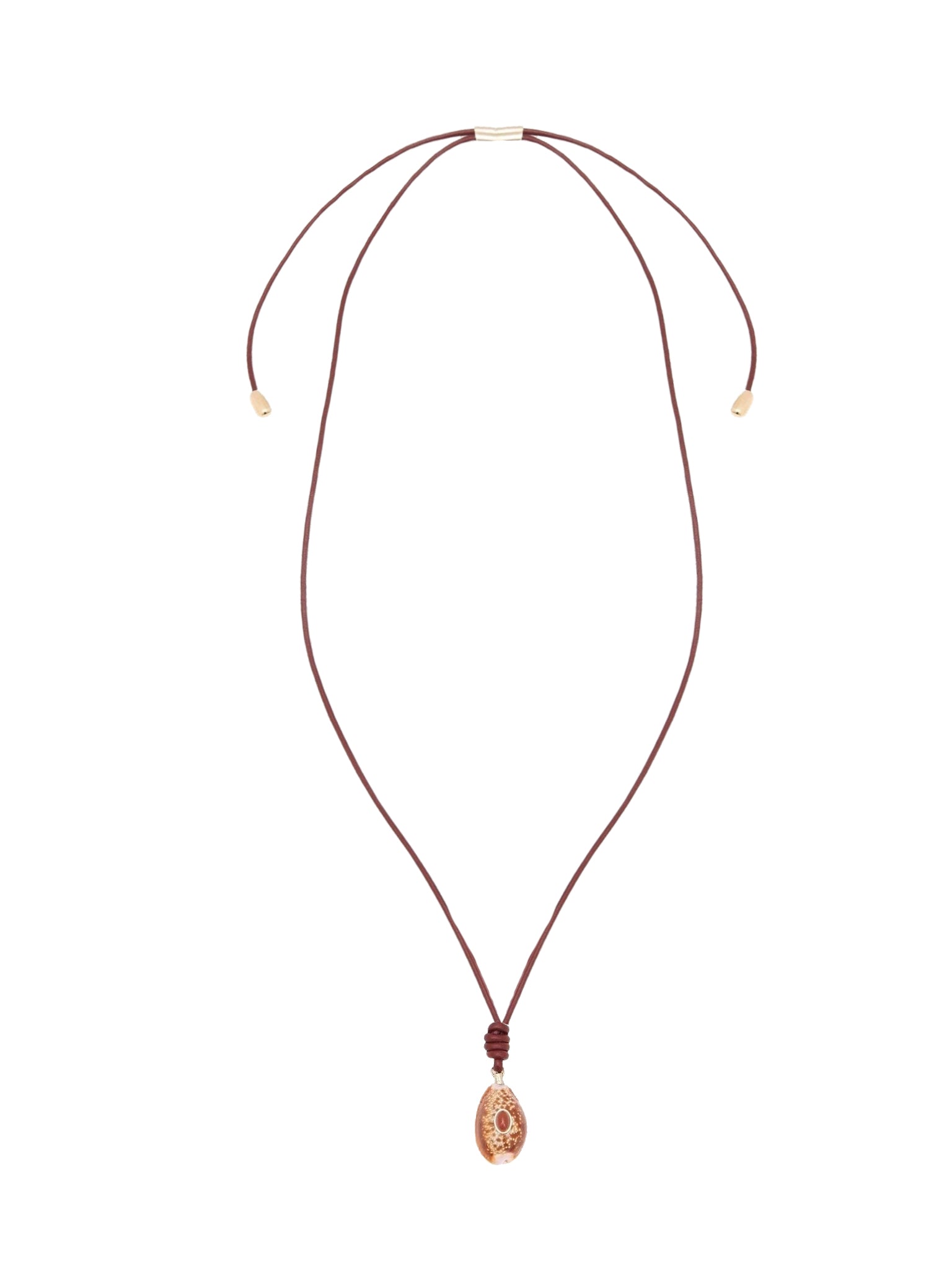 Collier Lyv coquillage Cypraea Helvola en laiton - Burgundy