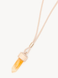 Collier mini Jemma en cuir et pierre semi préçieuse - Beige & Yellow