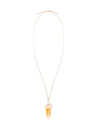 Collier mini Jemma en cuir et pierre semi préçieuse - Beige & Yellow
