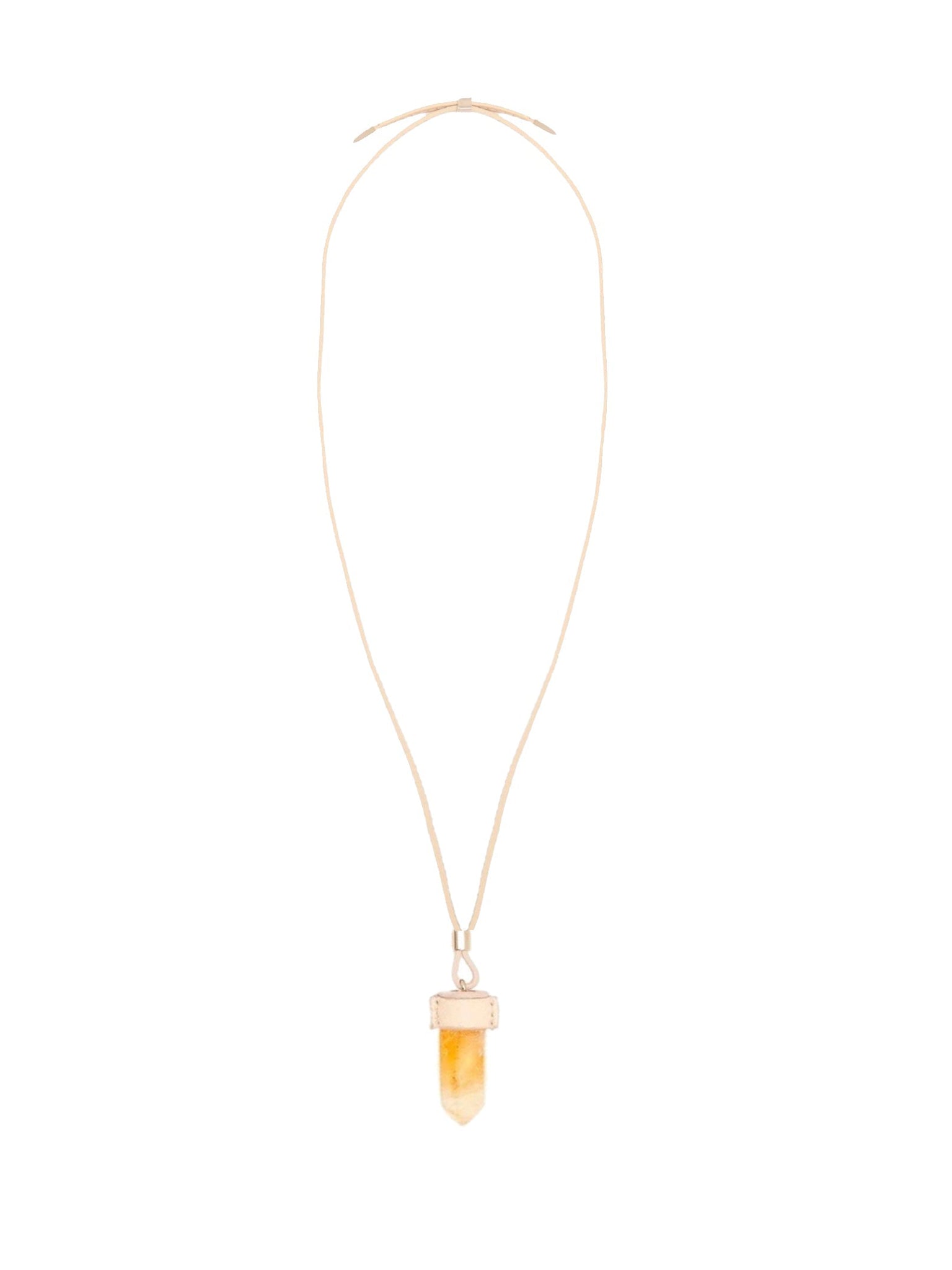 Collier mini Jemma en cuir et pierre semi préçieuse - Beige & Yellow