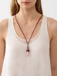 Collier mini Jemma en cuir et pierre semi préçieuse - Purple & Pink