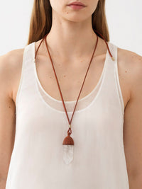 Collier large Jemma en cuir - Brown & White