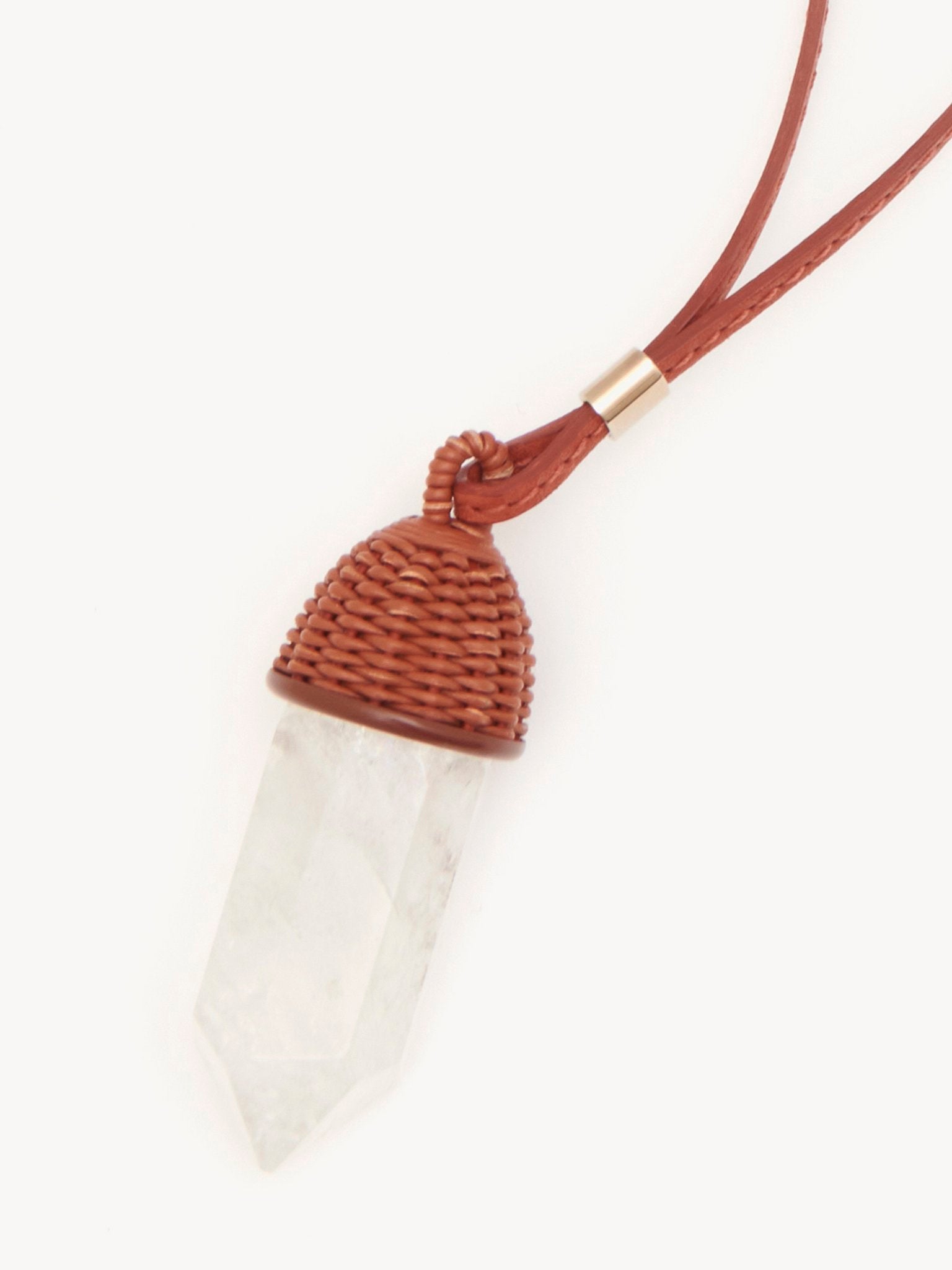 Collier large Jemma en cuir - Brown & White
