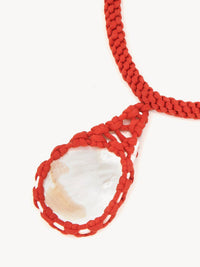 Collier macramé Larry en soie - Scarlet Orange