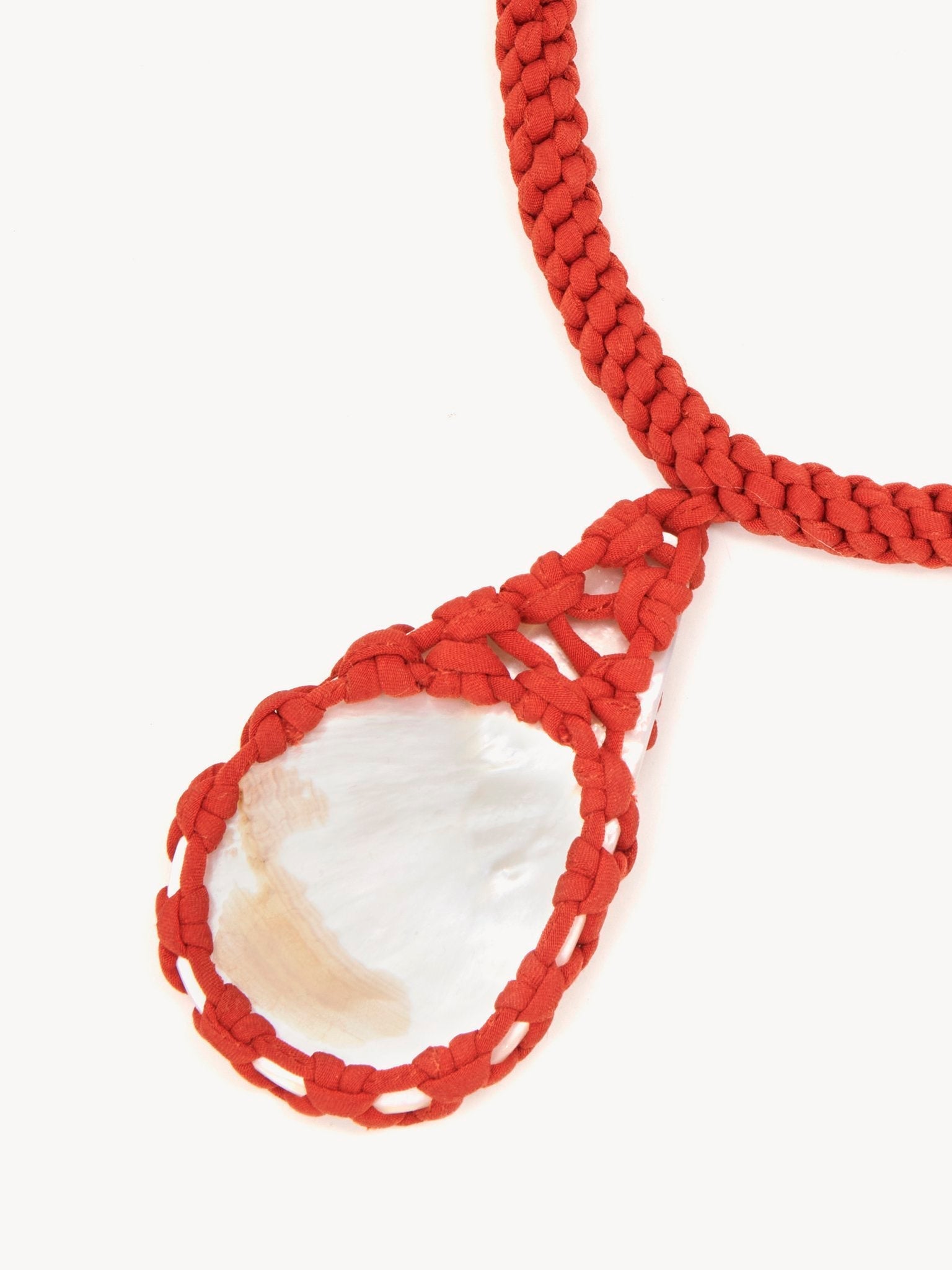 Collier macramé Larry en soie - Scarlet Orange