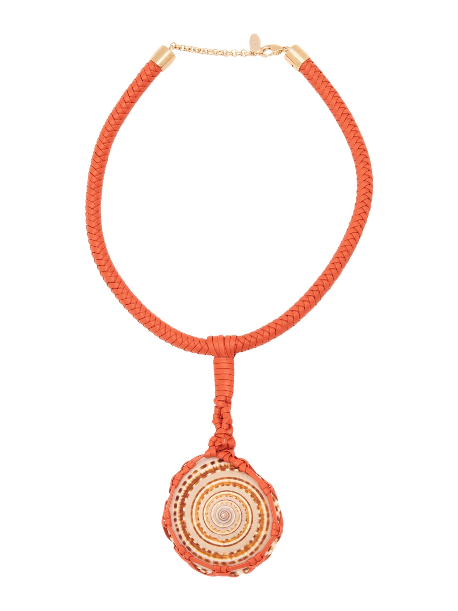 Collier Larry en cuir - Orange Écarlate