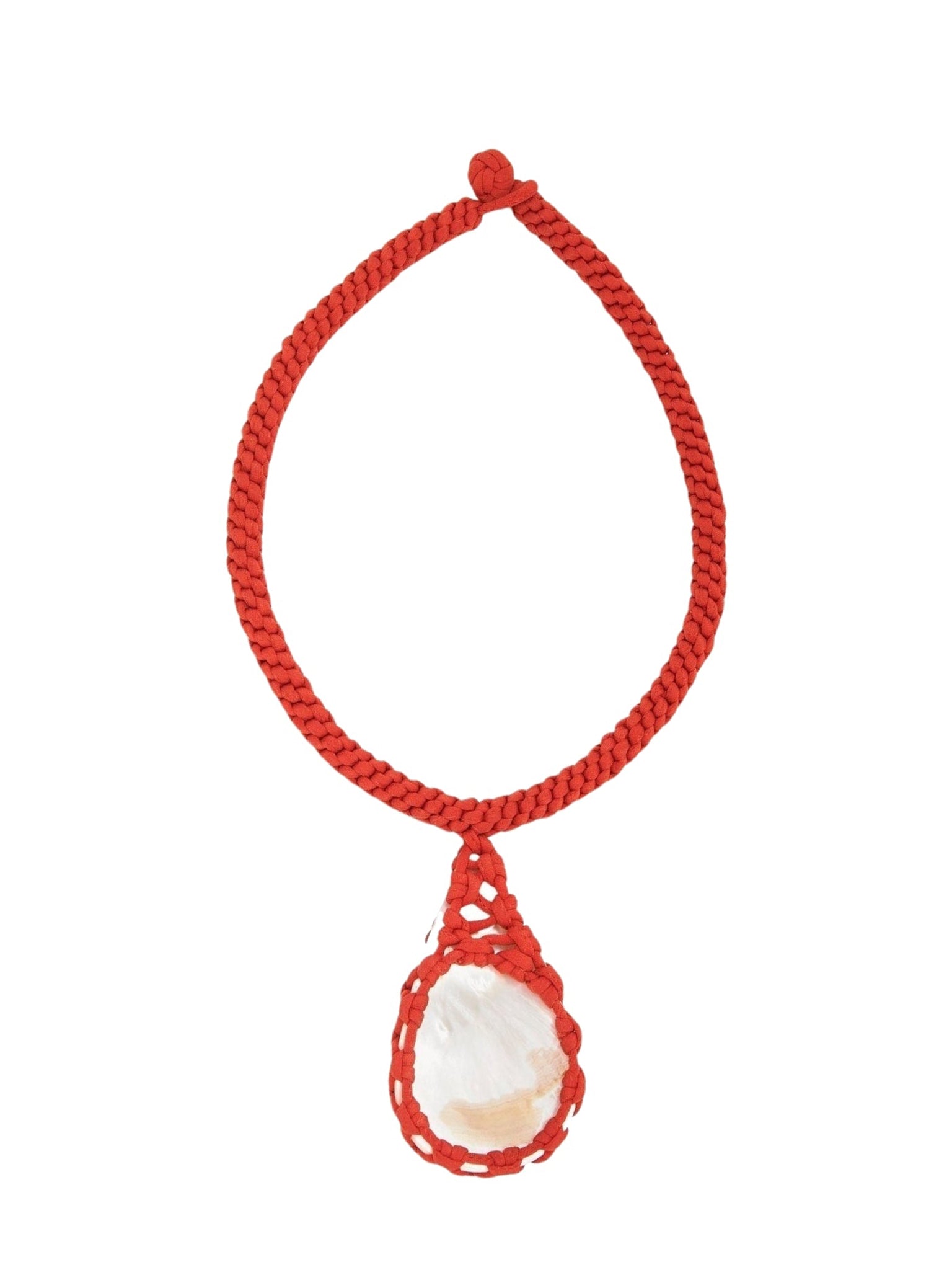 Collier macramé Larry en soie - Scarlet Orange