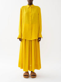 Chemise oversize en lin - Mustard
