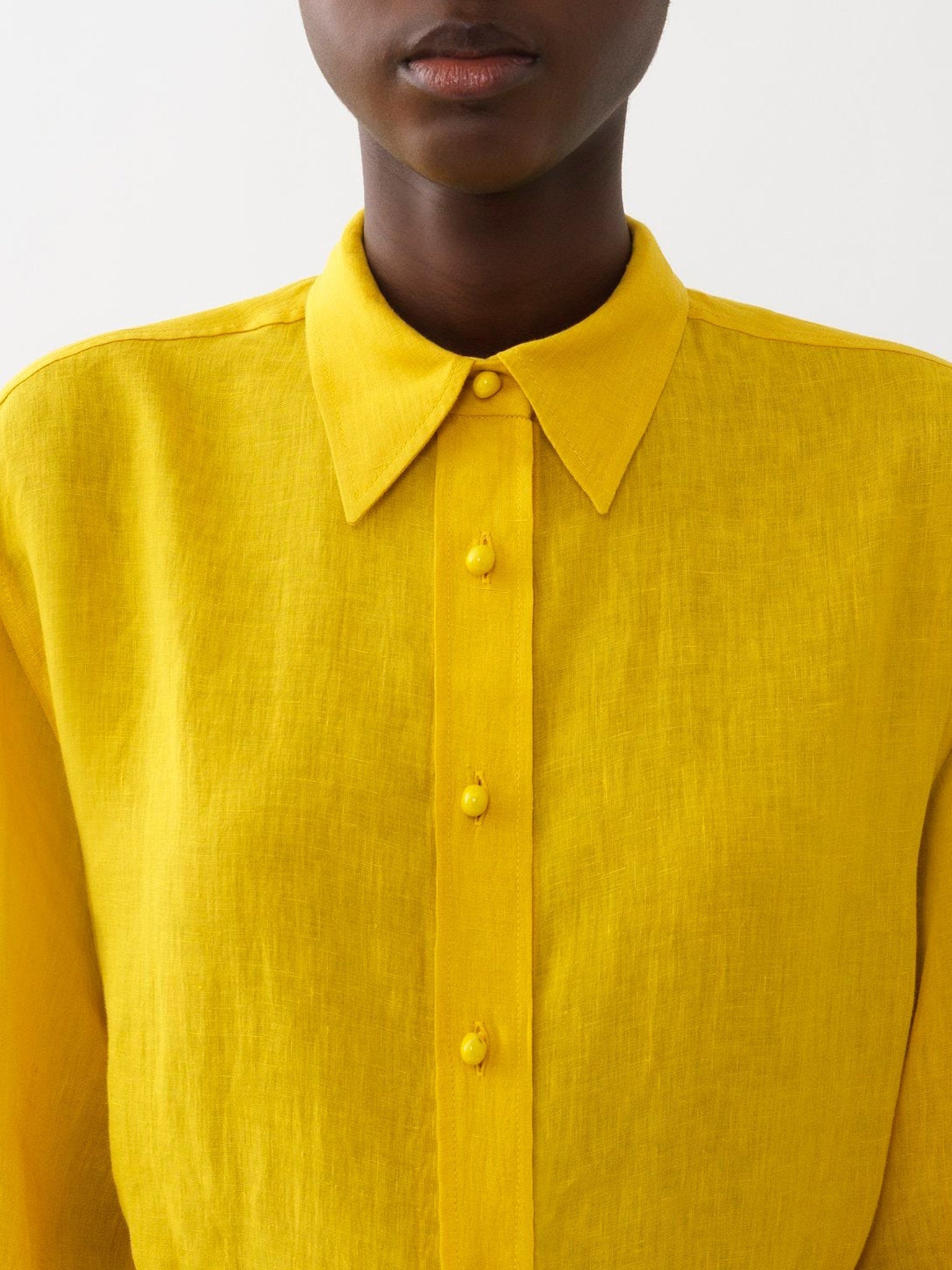 Chemise oversize en lin - Mustard
