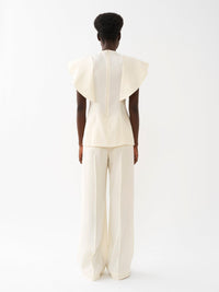 Top smocké en lin - Seedpearl Beige