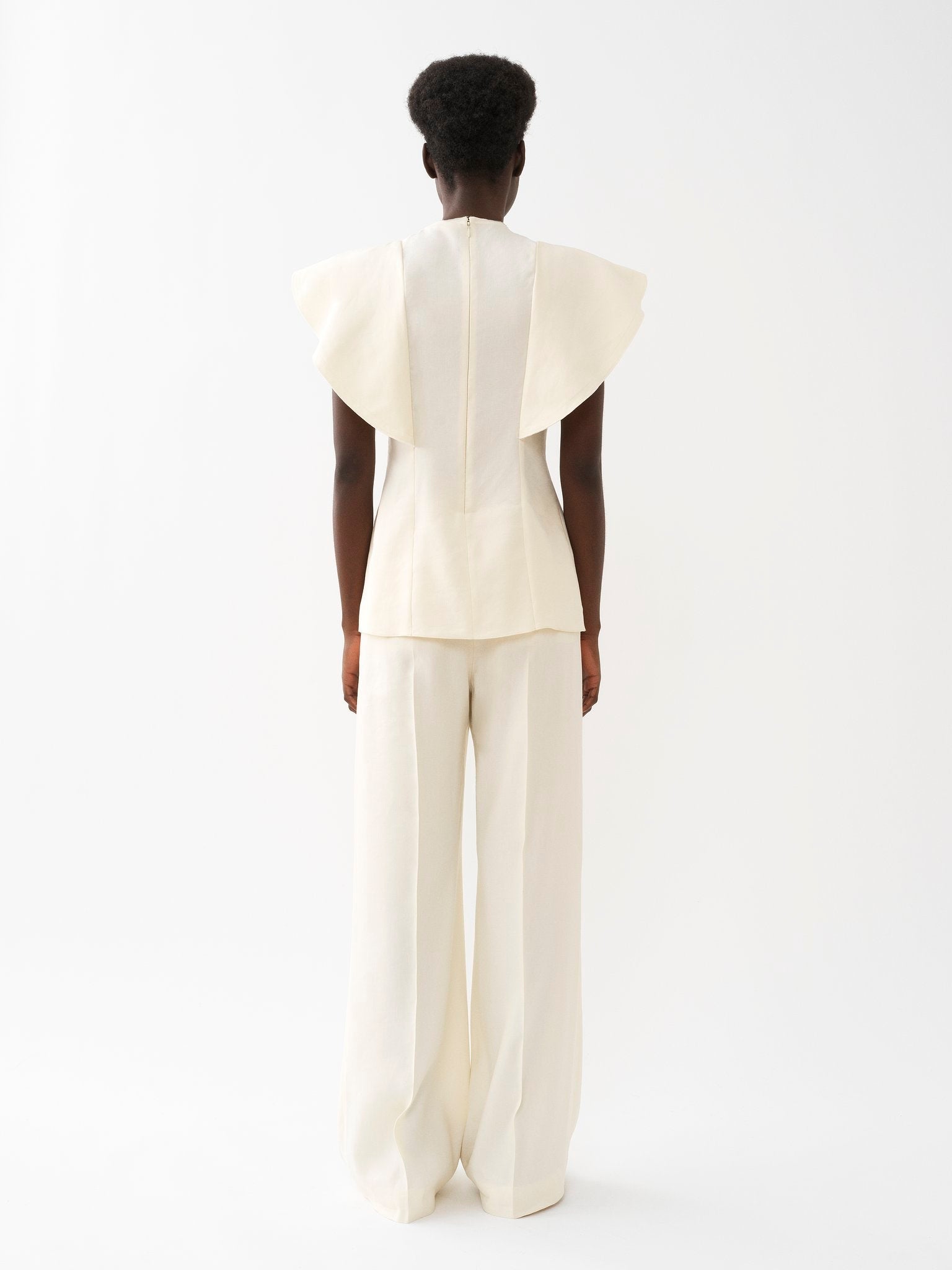 Top smocké en lin - Seedpearl Beige